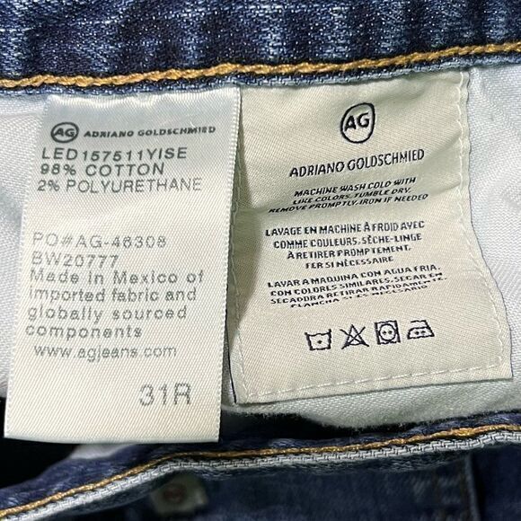 AG Adriano Goldschmied The Ex-Boyfriend Slim Jeans Ripped Knees Blue‎ Size 31R - Picture 8 of 9
